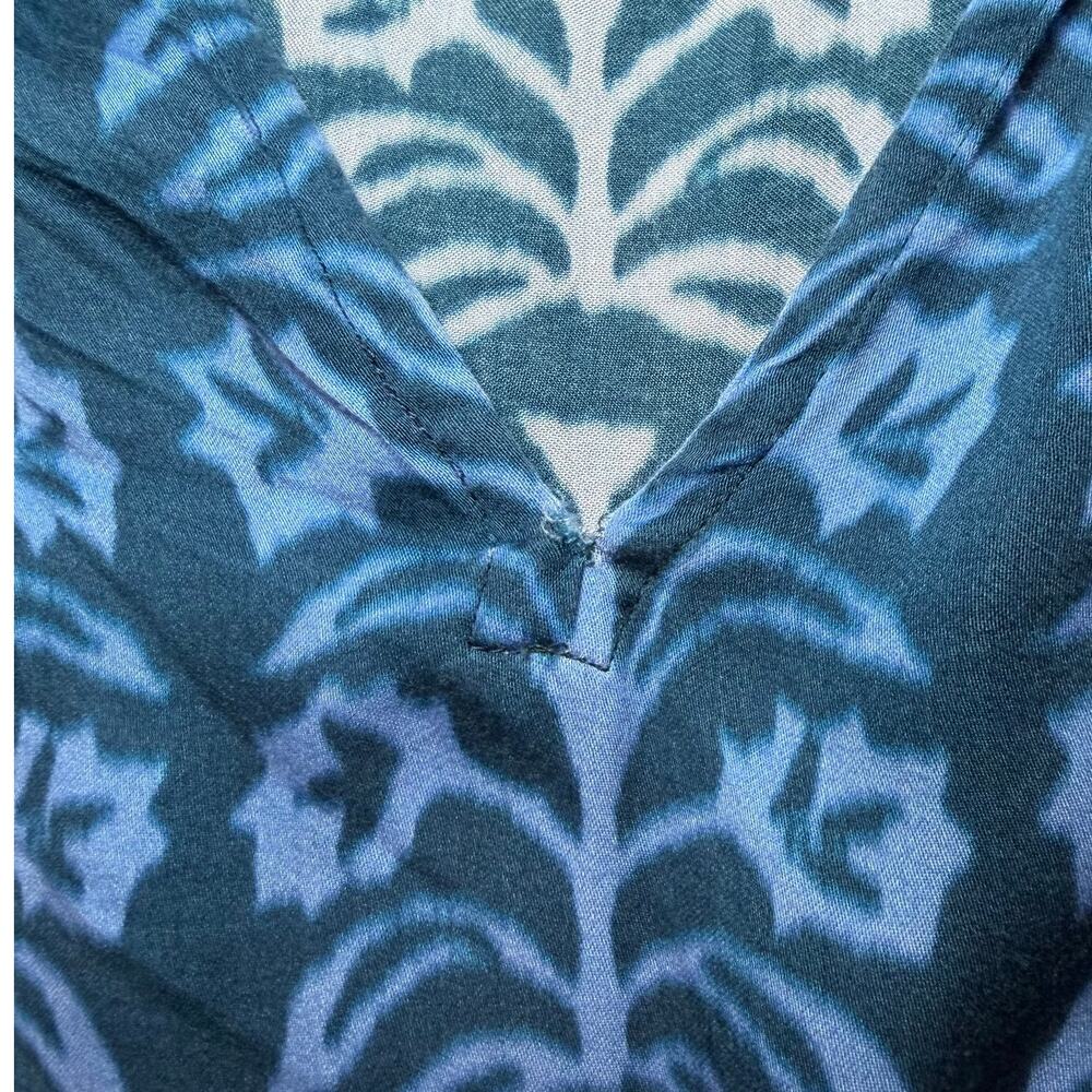 Omika Riviera Mini Dress XL Indigo Blue Print Boho Resort Kaftan Style - Picture 7 of 15